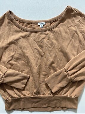 Cuyana Camel Cropped Pullover Sweatshirt